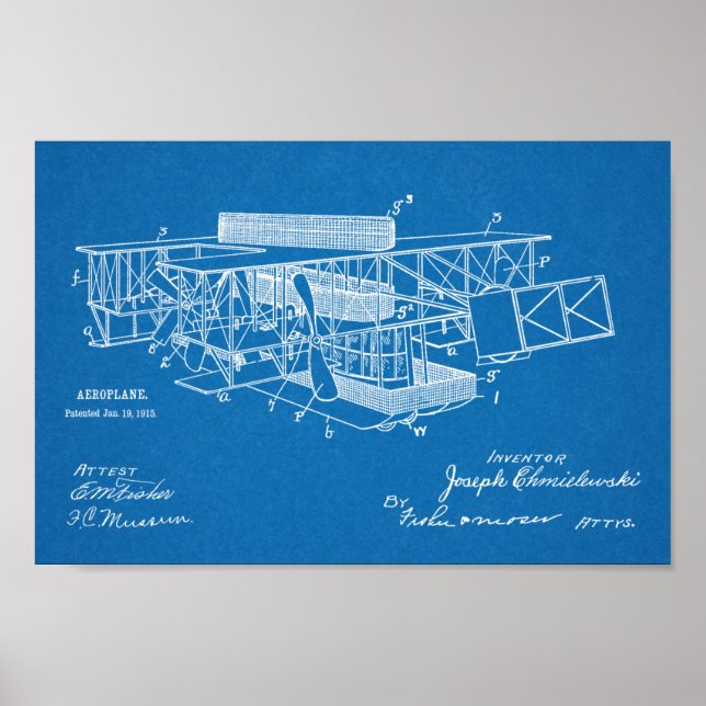 Poster 1915 Aéronefs Brevet d'art d'avion Imprimer (Devant)