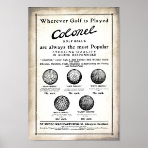 Poster 1915 Ballons de golf du colonel Publicité Imprimer