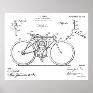 Poster 1915 Bicycle Transmission Design Brevet Art Imprim