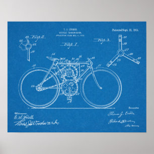 Poster 1915 Bicycle Transmission Design Brevet Art Imprim