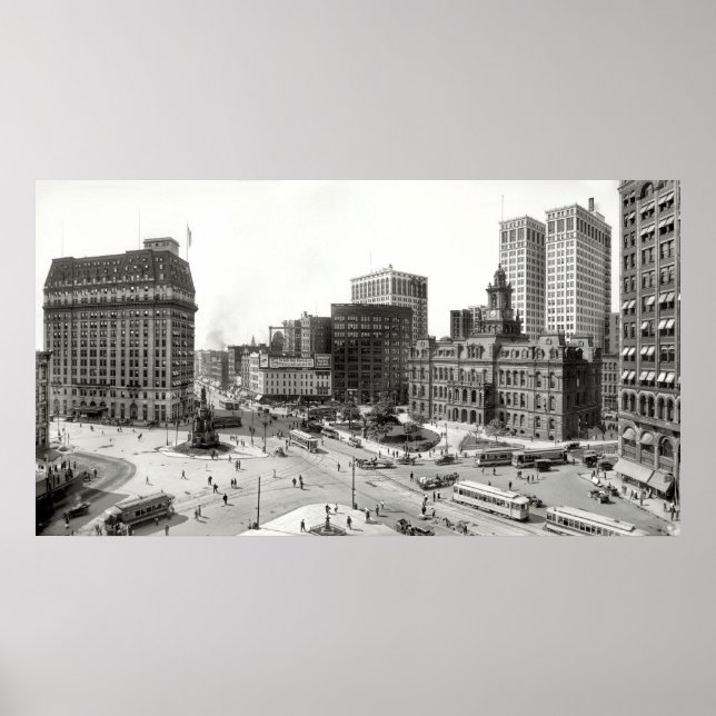 POSTER 1915 DÉTROIT INTERSECTION 5 VOIES (Devant)