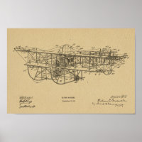 1915 Machine volante Dessin de brevet d'avion impr