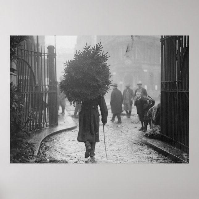 Poster 1915 : Un soldat portant un arbre de Noël (Devant)