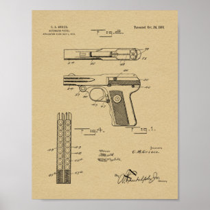 Poster 1916 Automatic Gun Patent Art Drawing Print