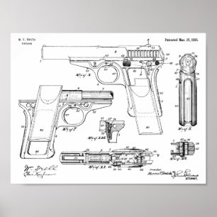 Poster 1916 Smith Gun Brevet Dessin d'art Imprimer