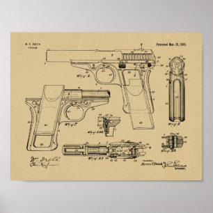 Poster 1916 Smith Gun Brevet Dessin d'art Imprimer