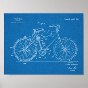 Poster 1918 Conception de bicyclettes sans chaines Brevet