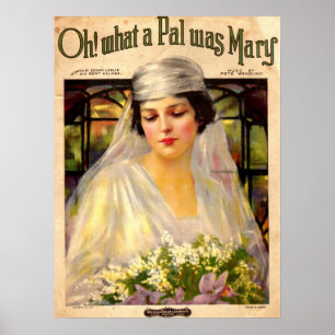 Poster 1919 Oh ! Quelle feuille de chanson Pal Était Mary