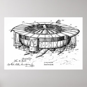 Poster 1920 Avion de 1920 Dessin de brevet d'avion