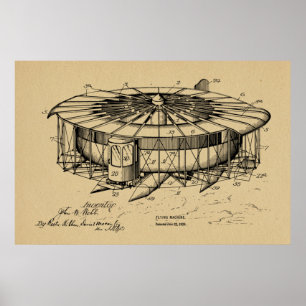 Poster 1920 Machine à voler Avion Brevet d'Art Dessin