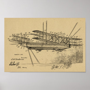 Poster 1921 Aéronefs Brevet d'art d'avion Imprimer