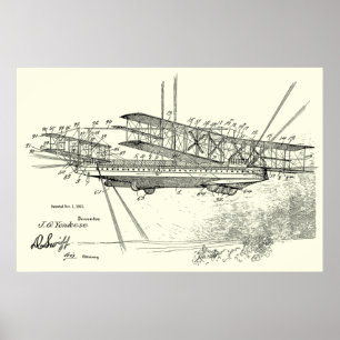 Poster 1921 Aéronefs Brevet d'art d'avion Imprimer