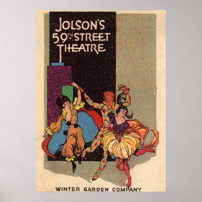 Poster 1923 Couverture de la feuille de théâtre d'Al Jols (Devant)