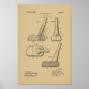 Poster 1923 Vintage Golf Club Patent Art Imprimer