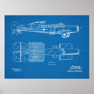 Poster 1923 Voiture Volante Autoplane Brevet Art Dessin I