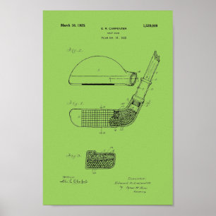 Poster 1925 Club de golf Vintage Brevet Plan directeur Ar