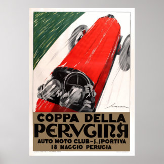 Poster 1925 Italie Coppa Della Perugina Course automobile
