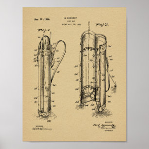 Poster 1926 Golf Club Caddy Bag Design Brevet d'Art Impri