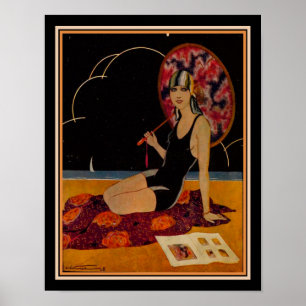 Poster 1928 Art Deco Girl on the Beach