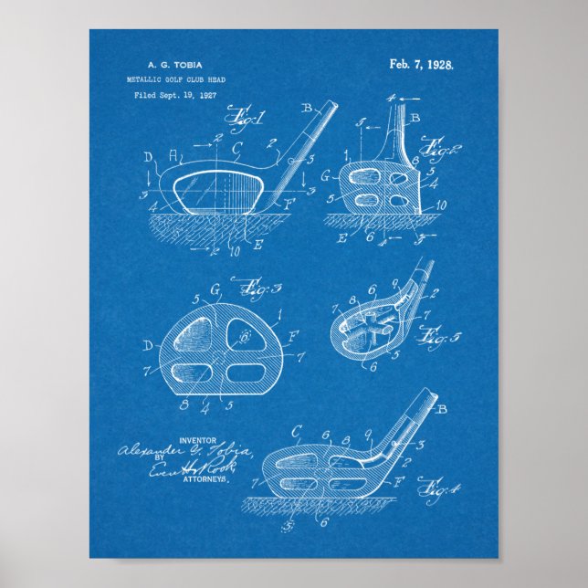 Poster 1928 Golf Club Head Design Brevet d'art Imprimer (Devant)
