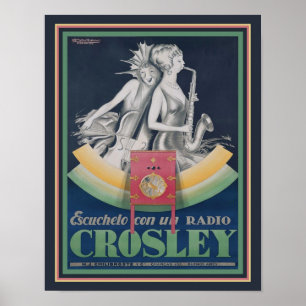 Poster 1929, Art Déco, Radio Crosley