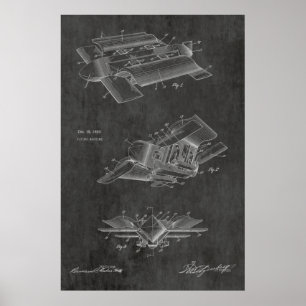 Poster 1929 Futuriste Avion Brevet d'Art Imprimer