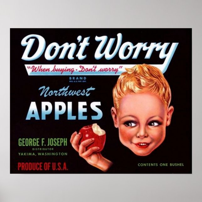 Poster 1930 Ne vous inquiétez pas étiquette de caisse de  (Devant)