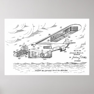 Poster 1930 Sécurité Avion Brevet d'art Imprimer