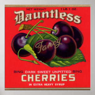 Poster 1930s Cerises innombrables dans le sirop lourd peu