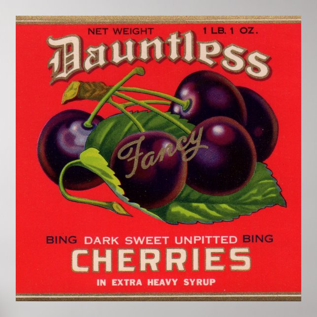 Poster 1930s Cerises innombrables dans le sirop lourd peu (Devant)