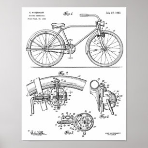 Poster 1937 Conception de générateur de bicyclettes Breve