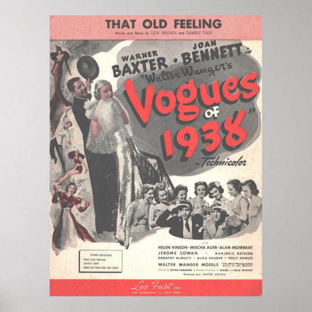 Poster 1937 Les Vogues de 1938, Ce Vieille Sentiment (Devant)