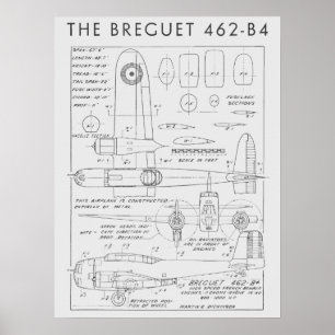 Poster 1938 Avion Breguet 462-B4 Art Imprimer