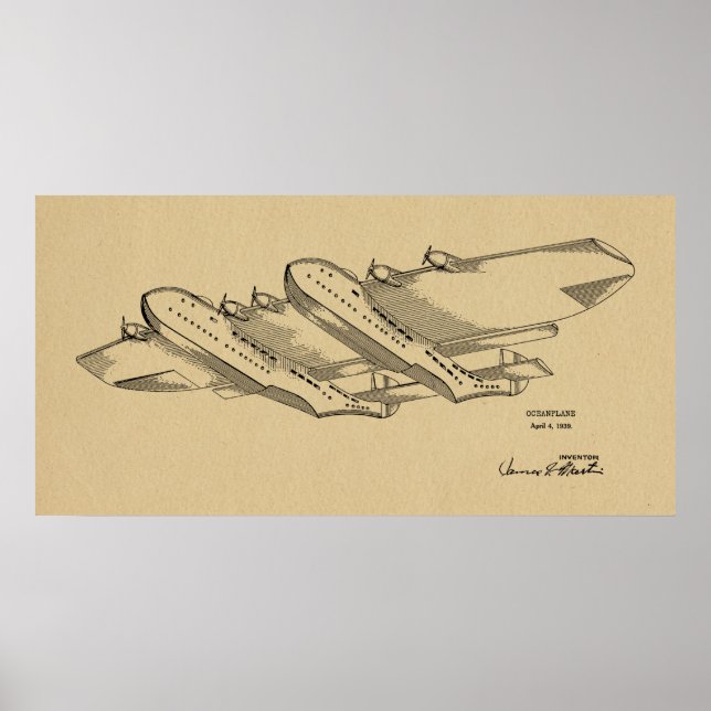 Poster 1939 Brevet d'Art d'avion Océan Imprimer (Devant)