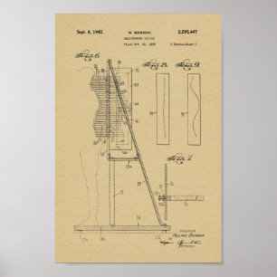 Poster 1942 copies spinales vintages d'art de brevet de