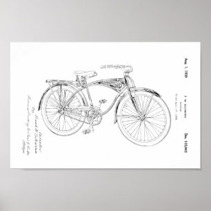 Poster 1942 copies vintages d'art de brevet de bicyclette