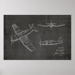 Poster 1946 Brevet d'art d'avion militaire Imprimer