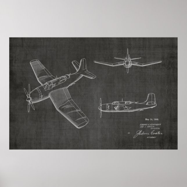 Poster 1946 Brevet d'art d'avion militaire Imprimer (Devant)