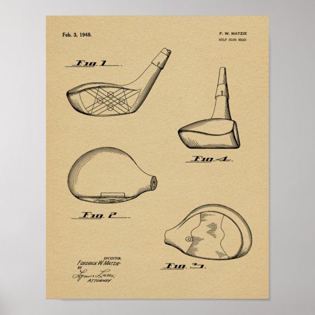 Poster 1948 Driver Golf Club Brevet d'art Imprimer (Devant)