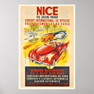 Poster 1949 Grand Prix de Nice Circuit Automobile France