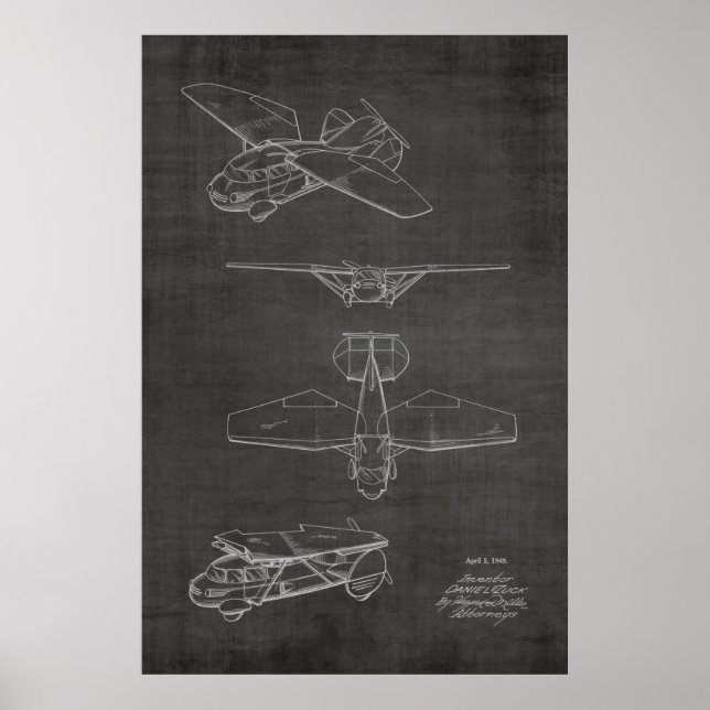 Poster 1949 Voiture Volante Avion Brevet d'Art Imprimer (Devant)