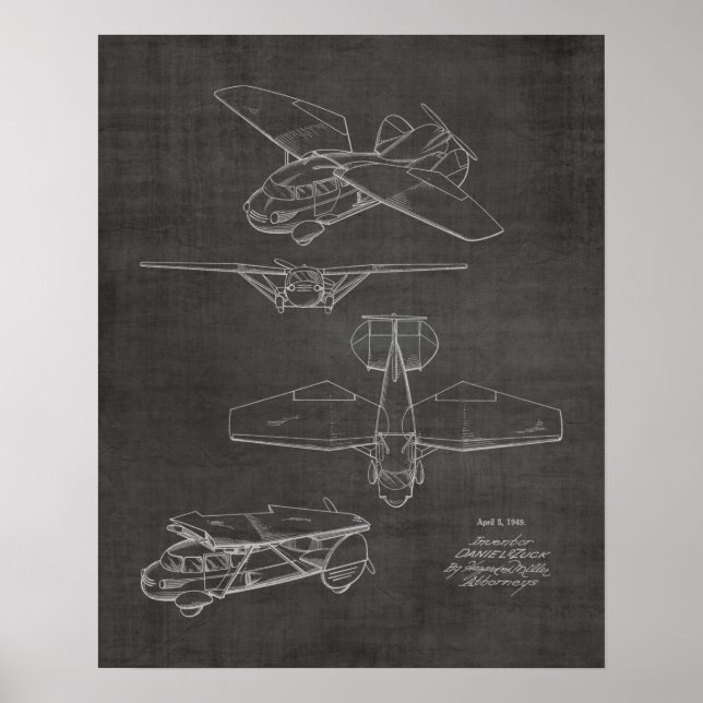 Poster 1949 Voiture Volante Avion Brevet d'Art Imprimer (Devant)