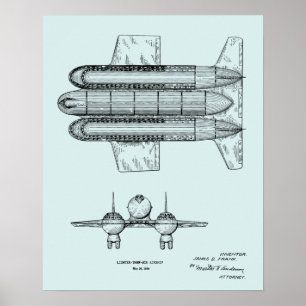 Poster 1950 Aéronefs Brevet d'art d'avion Imprimer