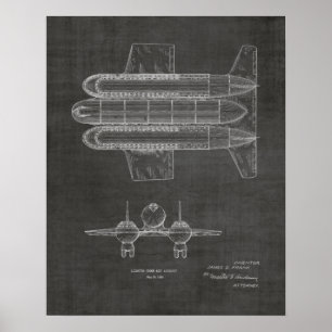 Poster 1950 Aéronefs Brevet d'art d'avion Imprimer