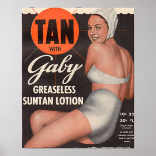 Poster 1950 Gaby Suntan Lotion ad