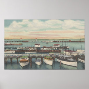 Poster 1950 Ocean City, MD Charter Fishing Boat Dock