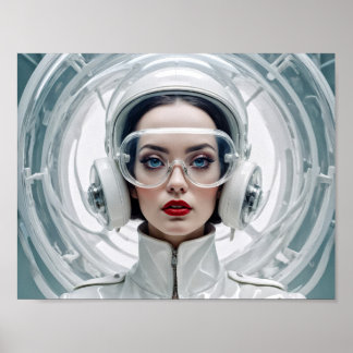 Poster 1950 Rétro Futurisme Femme Sci-Fi en Plexiglas
