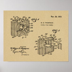 Poster 1951 Appareil photo pluriel Dessin d'art breveté