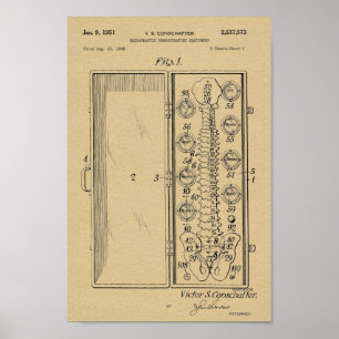 Poster 1951 Chiropratique Vintage Spine Patent Art Imprim