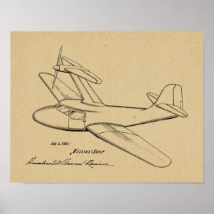 Poster 1951 Top Prop Airplane Brevet d'Art Imprimer